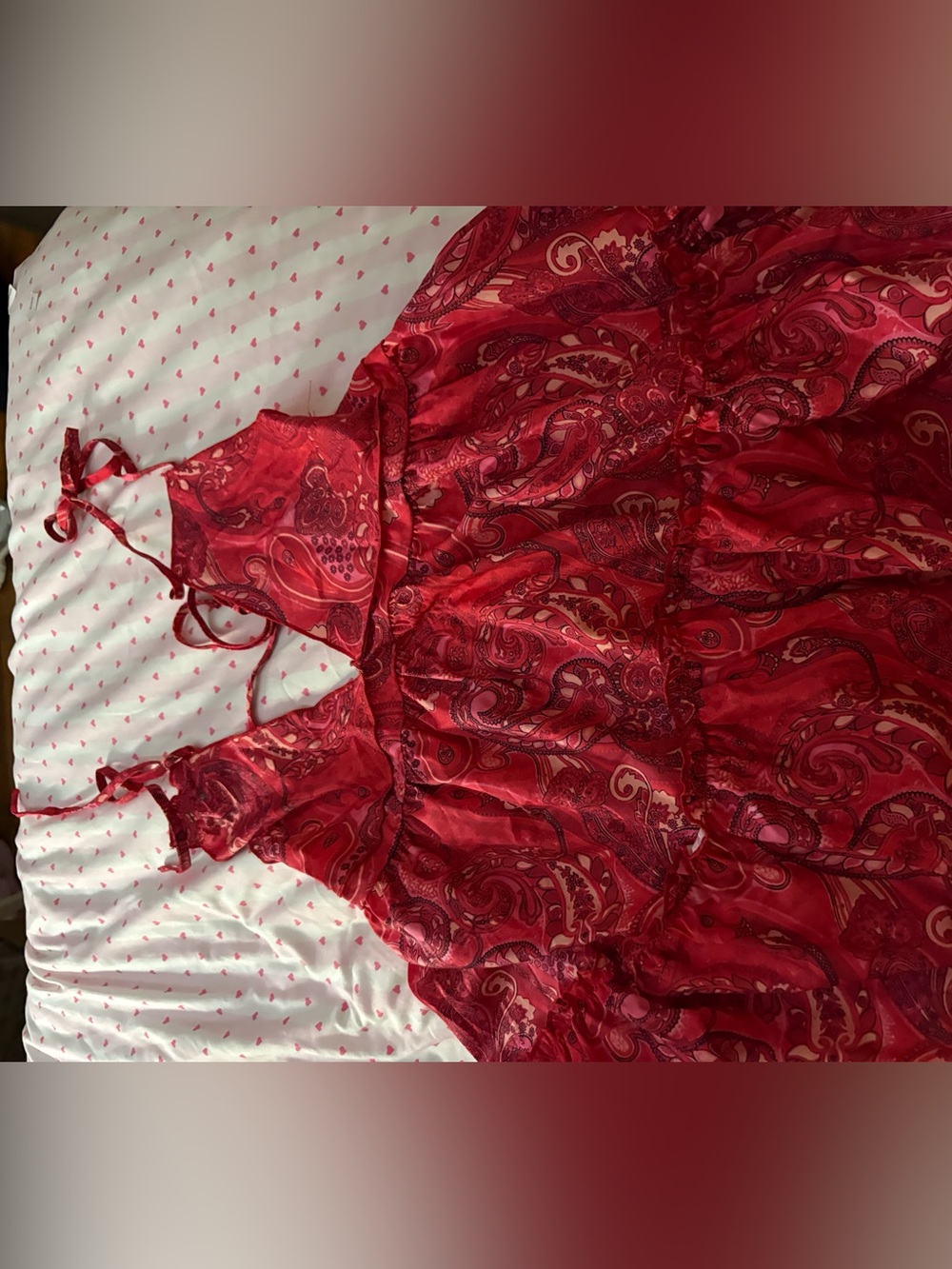 Red Paisley Satin Women’s halter dress